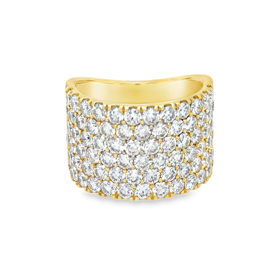 6 Row Diamond Ring in Yellow Gold
