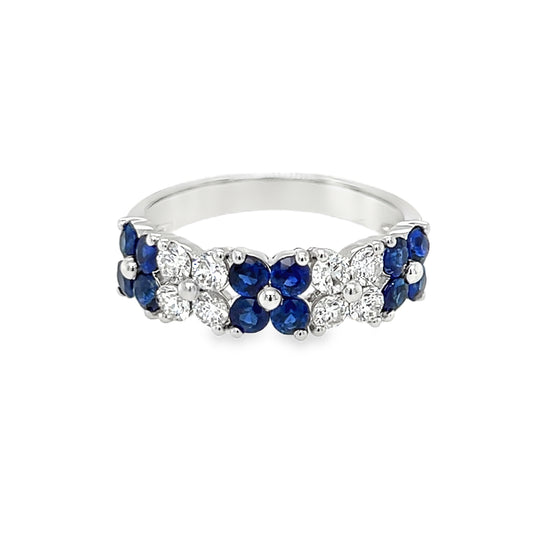 Sapphire and Diamond Floral Motif Ring