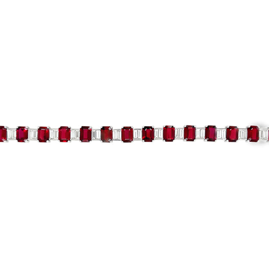 White Diamond and Pigeon Blood Ruby Bracelet