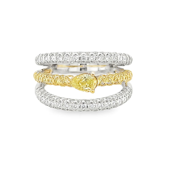 Pear Shaped Fancy Yellow Diamond Ring