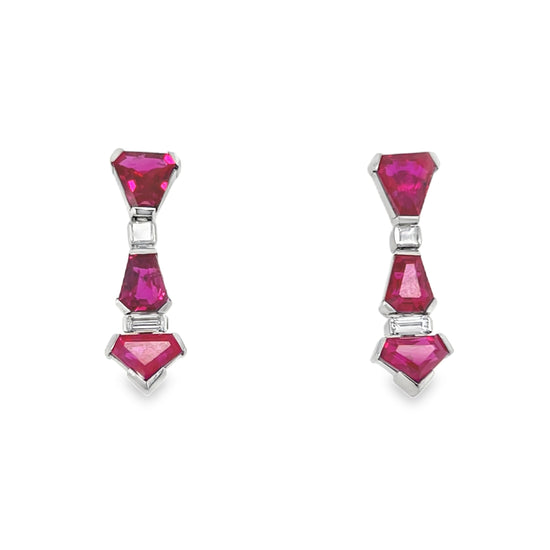 Ruby and Diamond Shield Earrings