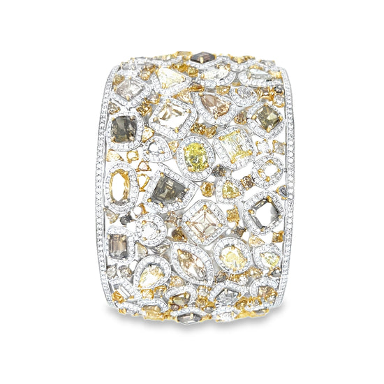 Fancy Color and Mix-Shaped Diamond Cuff Bracelet