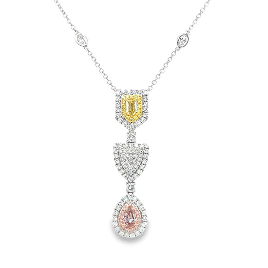 Yellow, Pink, and White Diamond Pendant