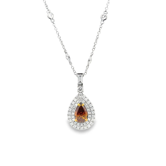 Fancy Deep Brownish Yellowish Orange Diamond Pendant