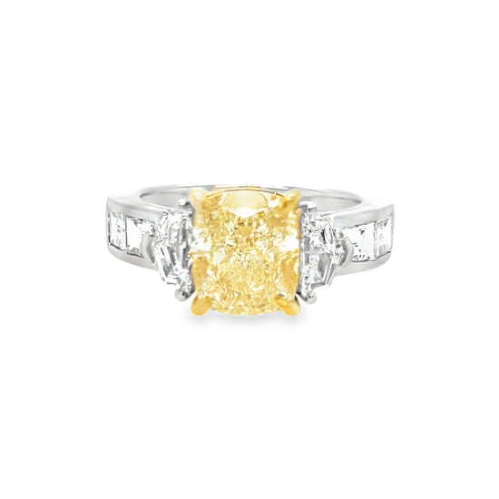 Cushion Cut Yellow Diamond Ring