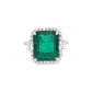 Emerald Ring with Diamond Halo