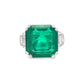 Emerald Ring with Baguette Diamond Sides