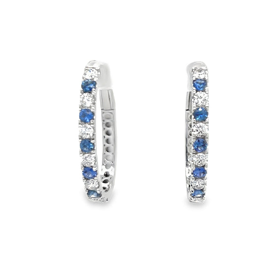 2CT Sapphire and Diamond Hoop Earrings