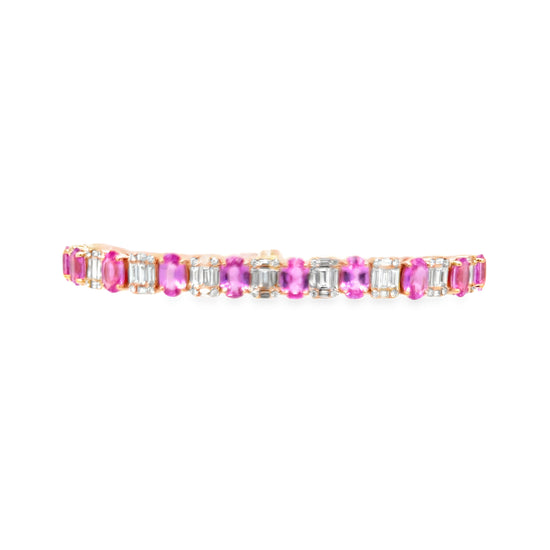 Pink Sapphire and Diamond Alternating Bracelet