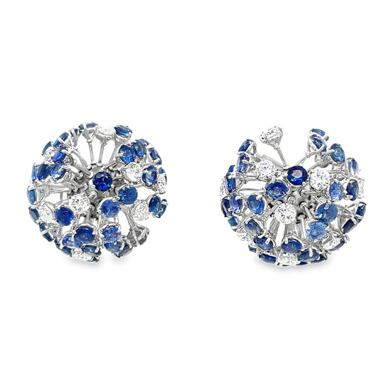 Sapphire and Diamond Dandelion Earrings