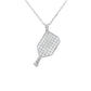 Diamond Pickleball Charm Pendant in White Gold