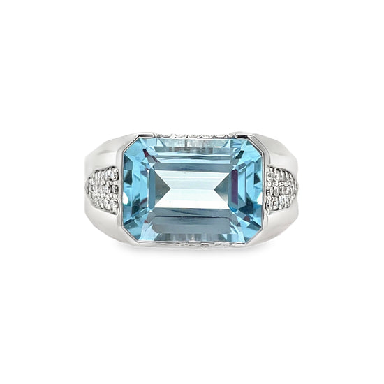 Piranesi Emerald Cut Blue Topaz Ring