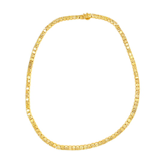 Cushion Cut Yellow Diamond Tennis Necklace