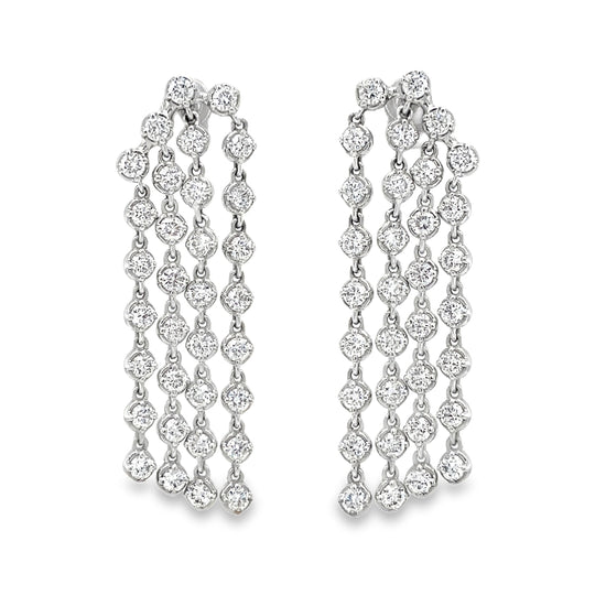 4 Row Waterfall Diamond Earrings