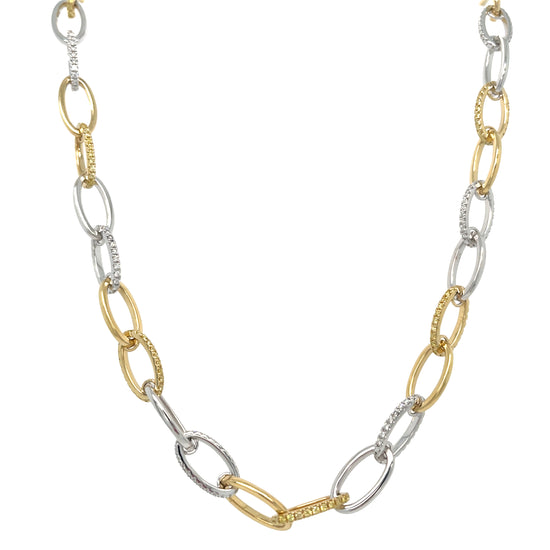 Yellow and White Diamond Link Necklace