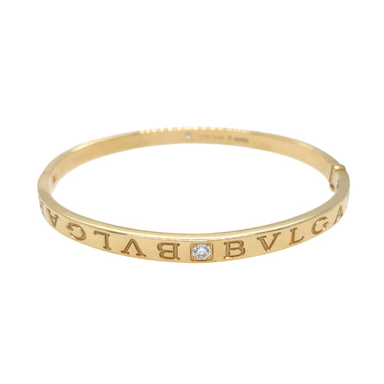 BVLGARI Emblem and Diamond Cuff Bracelet in Yellow Gold