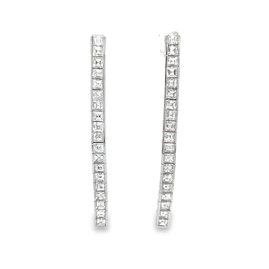 Square Cut Diamond Line Earrings