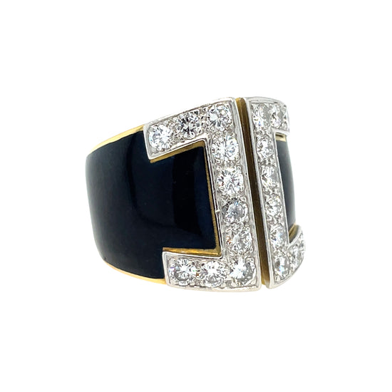 David Webb Diamond and Enamel Ring
