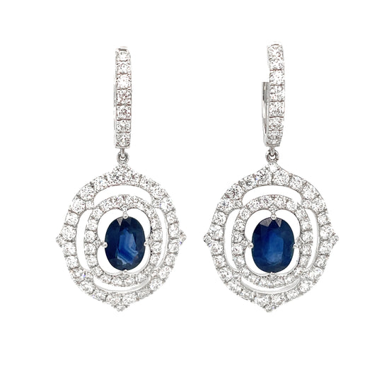 Sapphire and Diamond Floral Earrings