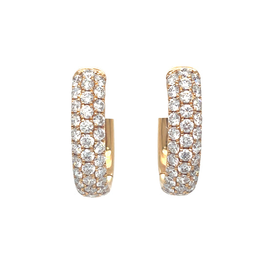 Pave Diamond Hoop Earrings in Rose Gold