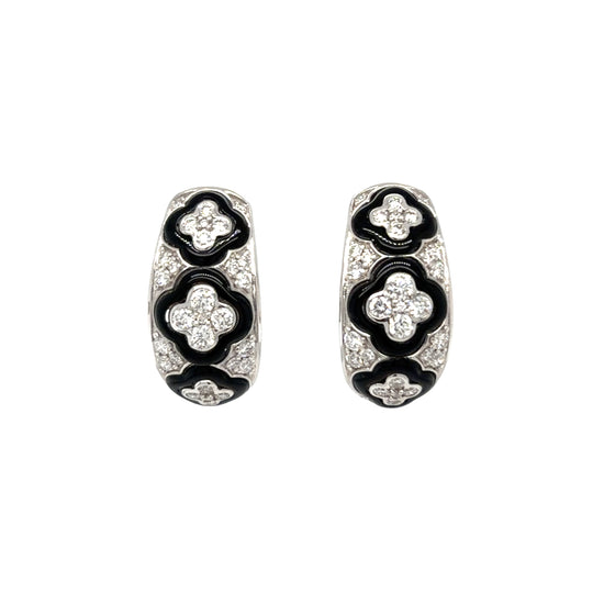 White Diamond and Onyx Earrings