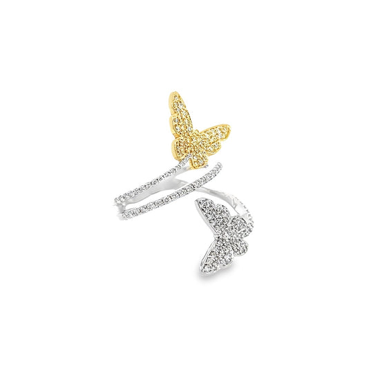 Fancy Yellow and White Diamond Butterfly Ring