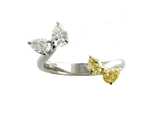 Piranesi Yellow and White Diamond Bypass Ring