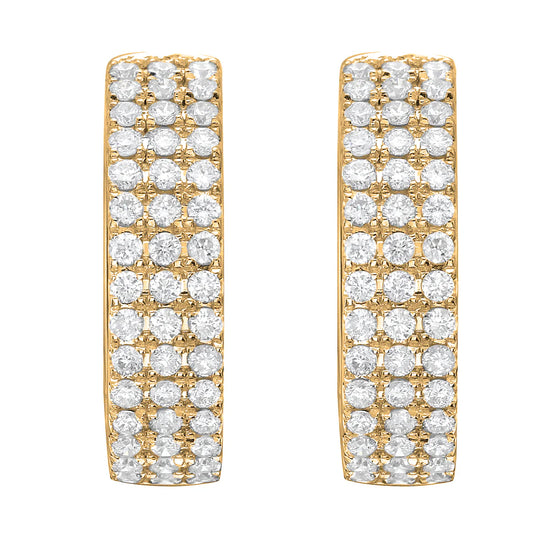 Three Row Diamond Huggie Hoop Earring