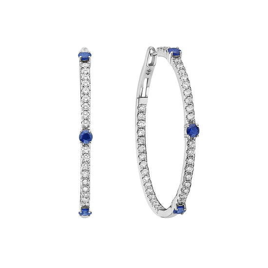 Diamond and Sapphire Hoop Earrings