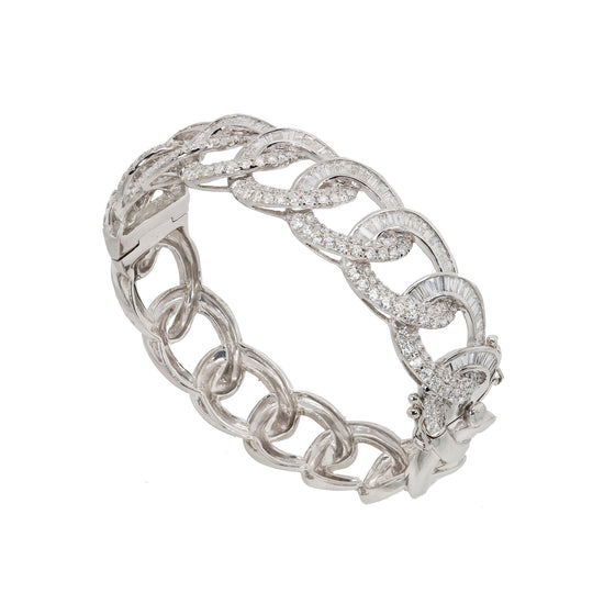 Baguette and Round Diamond Link Bracelet