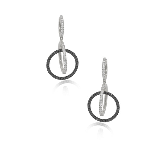 Black and White Diamond Hoop Earrings