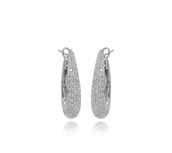 Long Tapered Diamond Hoop Earrings