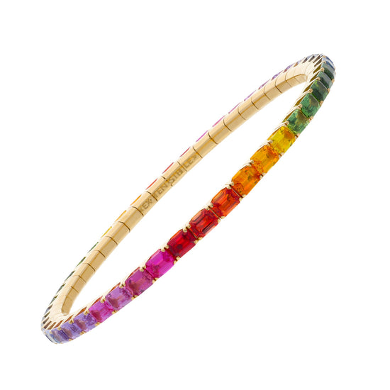 10.85 CT Rainbow Sapphire Stretch Tennis Bracelet