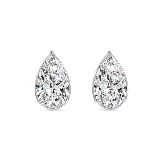Pear Cut Bezel Set Diamond Earrings