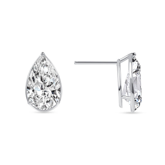 Pear Cut Bezel Set Diamond Earrings