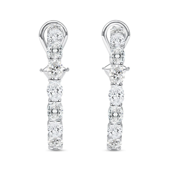 Inside-Out Oval Cut Diamond Hoop Earrings