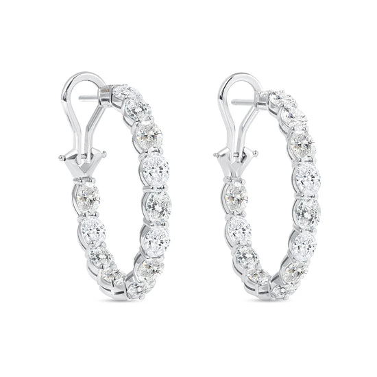 Inside-Out Oval Cut Diamond Hoop Earrings