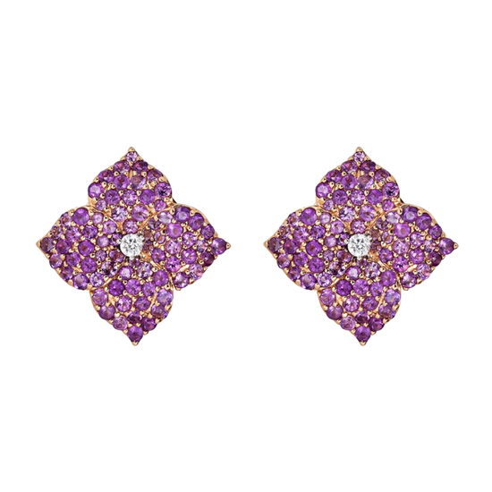 Fiore Large Purple Amethyst Flower Earrings
