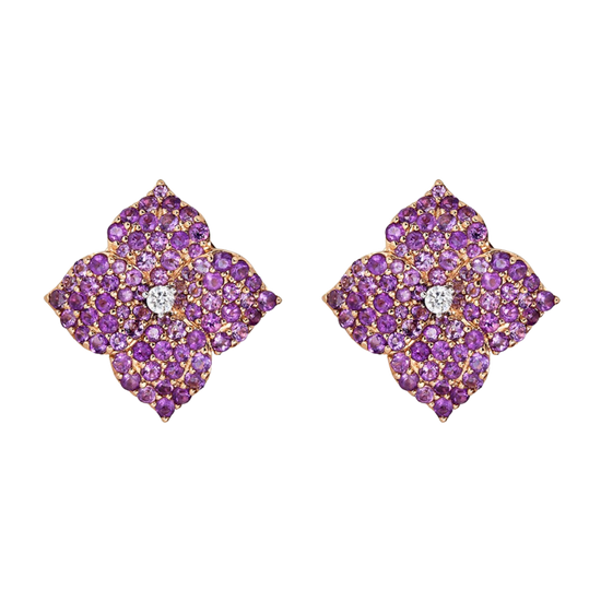 Piranesi Fiore Large Purple Amethyst Flower Earrings