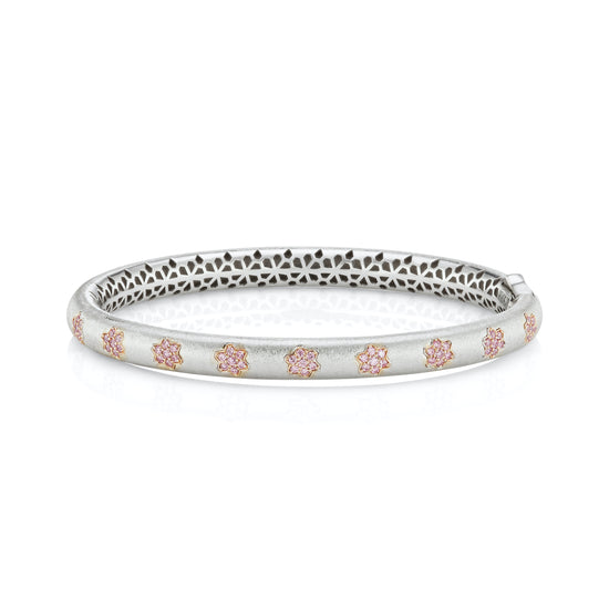 J Fine Argyle Pink Diamond 8P Floral Cuff Bracelet