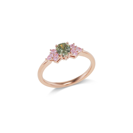 Green and Pink Diamond Ring