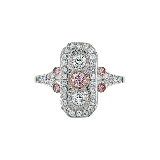 J Fine Rectangular Art Deco Diamond Ring