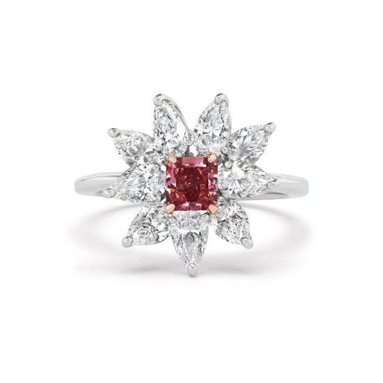 Radiant Fancy Deep Pink Diamond Floral Ring