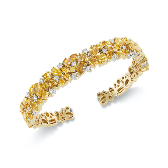 J Fine Orangy Yellow Diamond Cuff Bracelet