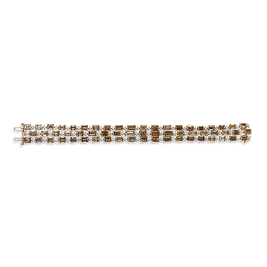 J Fine Brown Emerald Cut Diamond Bracelet