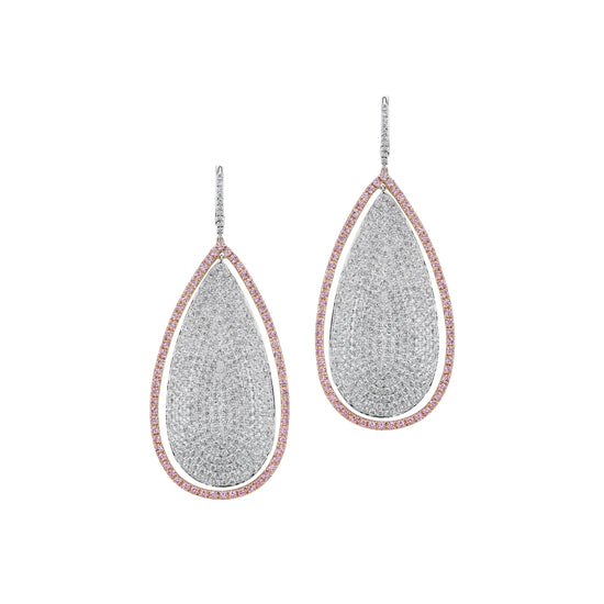 J Fine Argyle Pink Diamond Large Pear Shape Drop Earrings