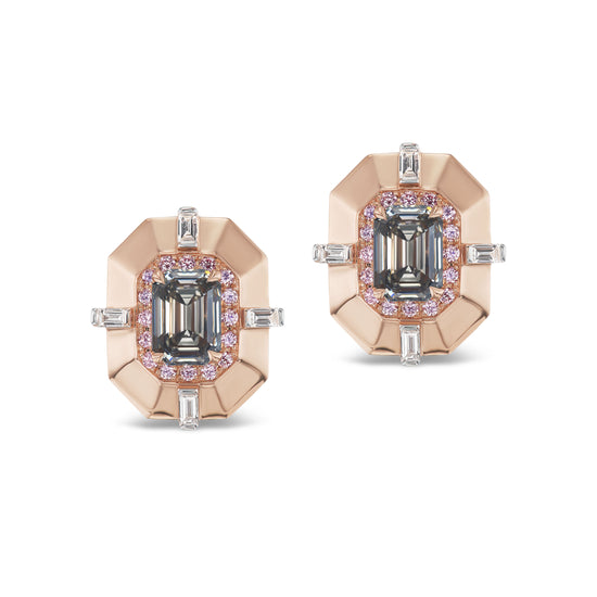 Argyle Pink Diamond and Gray Diamonds Studs