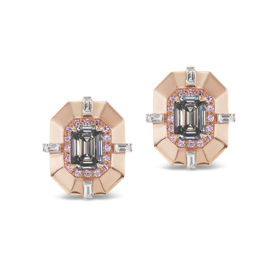 J Fine Argyle Pink Diamond and Gray Diamonds Studs