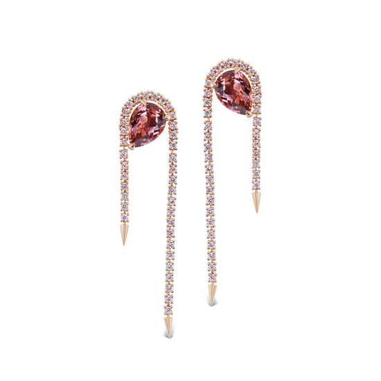 Tourmaline and Pink Diamond Earrings