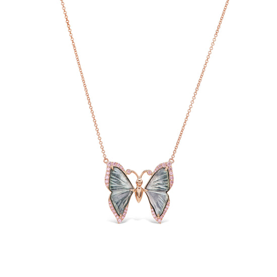 Pink Diamond Butterfly Necklace